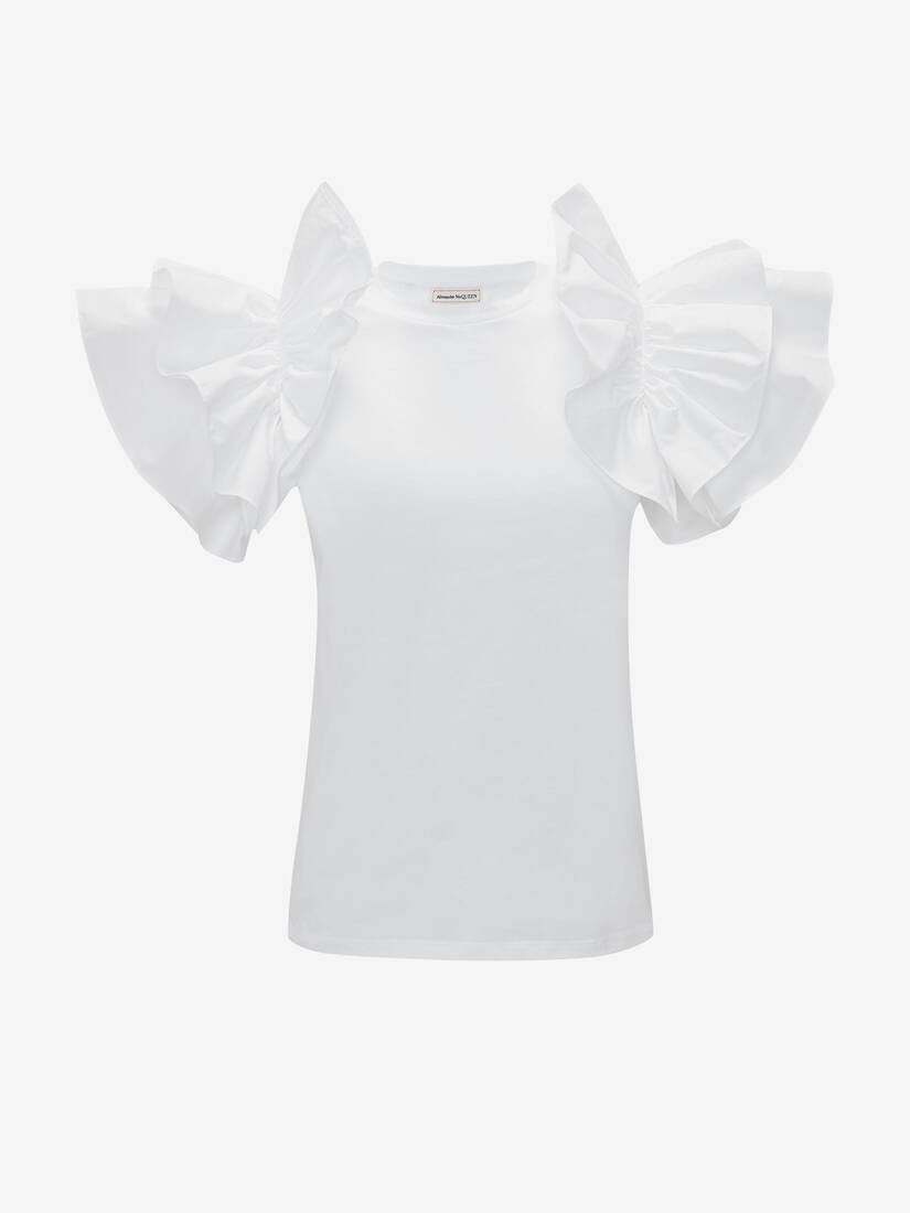 Camisetas Alexander McQueen Bow Sleeve Mujer - Blancos - Mexico 628-YGWBRM